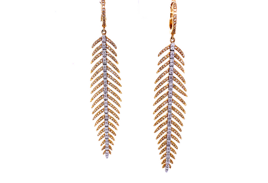 Gold & Diamond Leaf Earrings