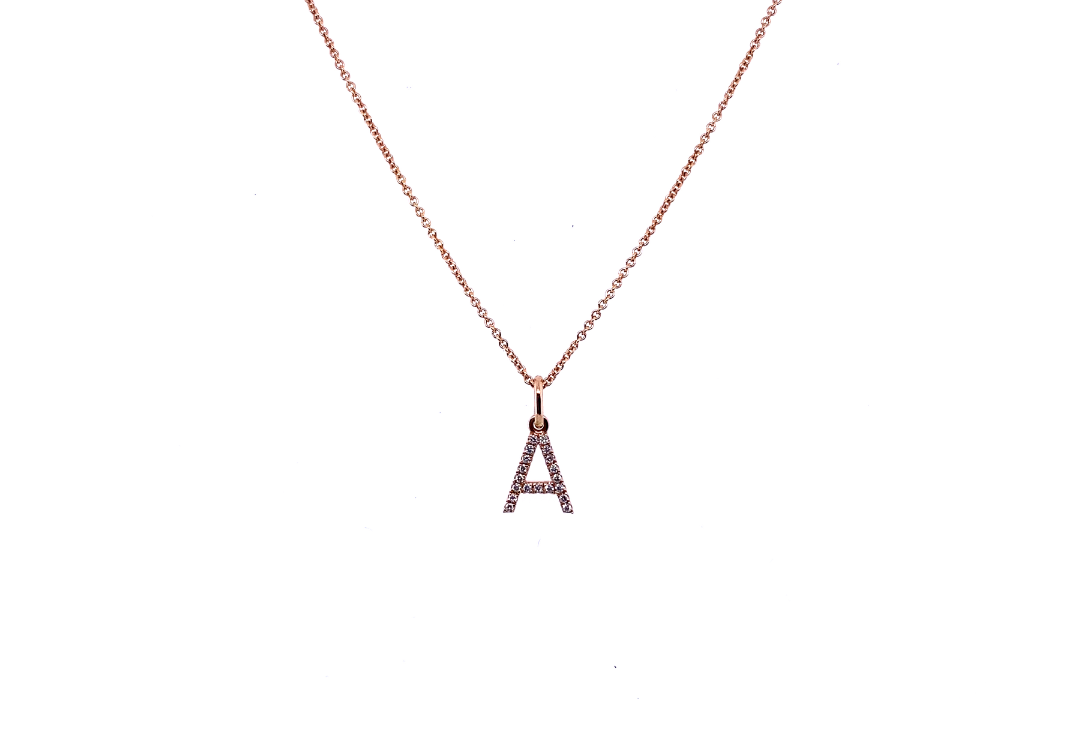 Rose Gold & Diamond Letter 'A' Necklace