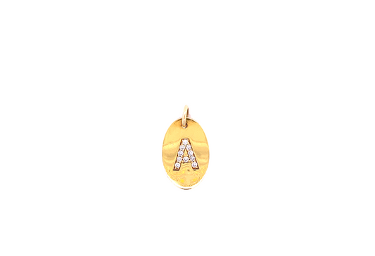 Gold & Diamond Oval 'A' Charm