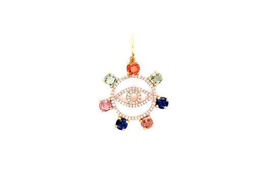 Multi-Color Sapphire, Diamond & Gold Evil Eye Charm