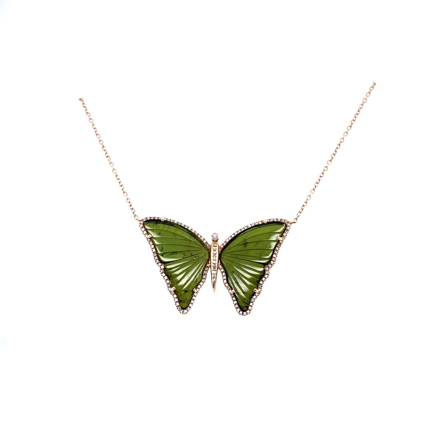 Gold & Diamond Tourmaline Butterfly Necklace