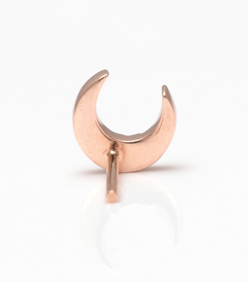 Gold & Diamond Crescent Moon Stud Earring