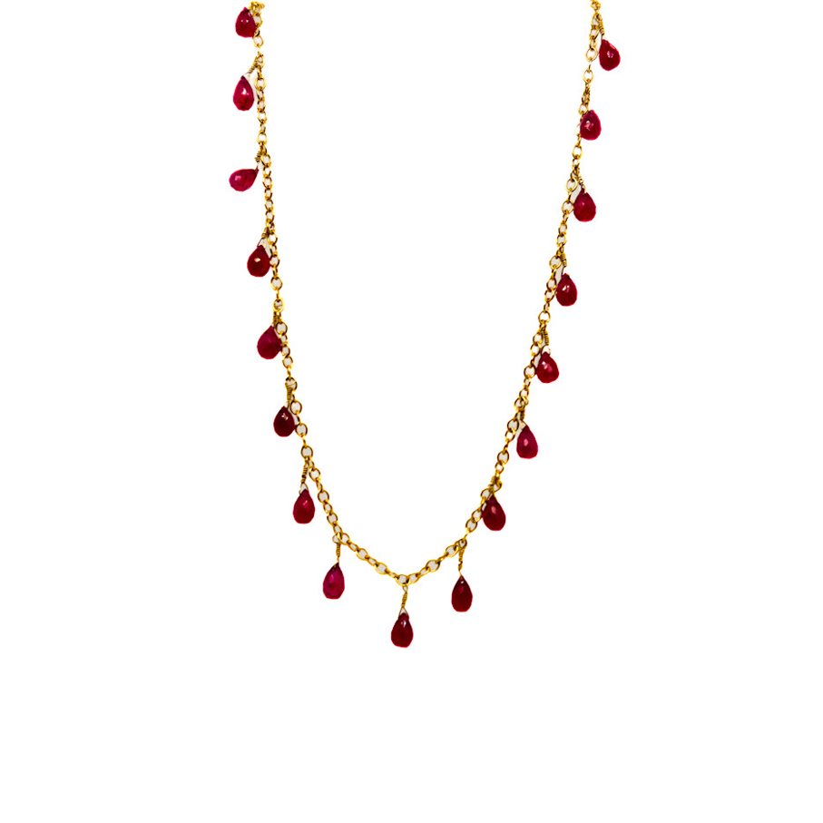 Ruby & Gold Station Necklace