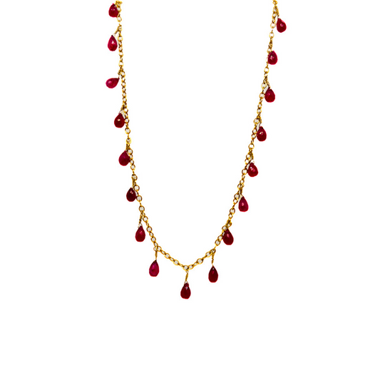 Ruby & Gold Station Necklace
