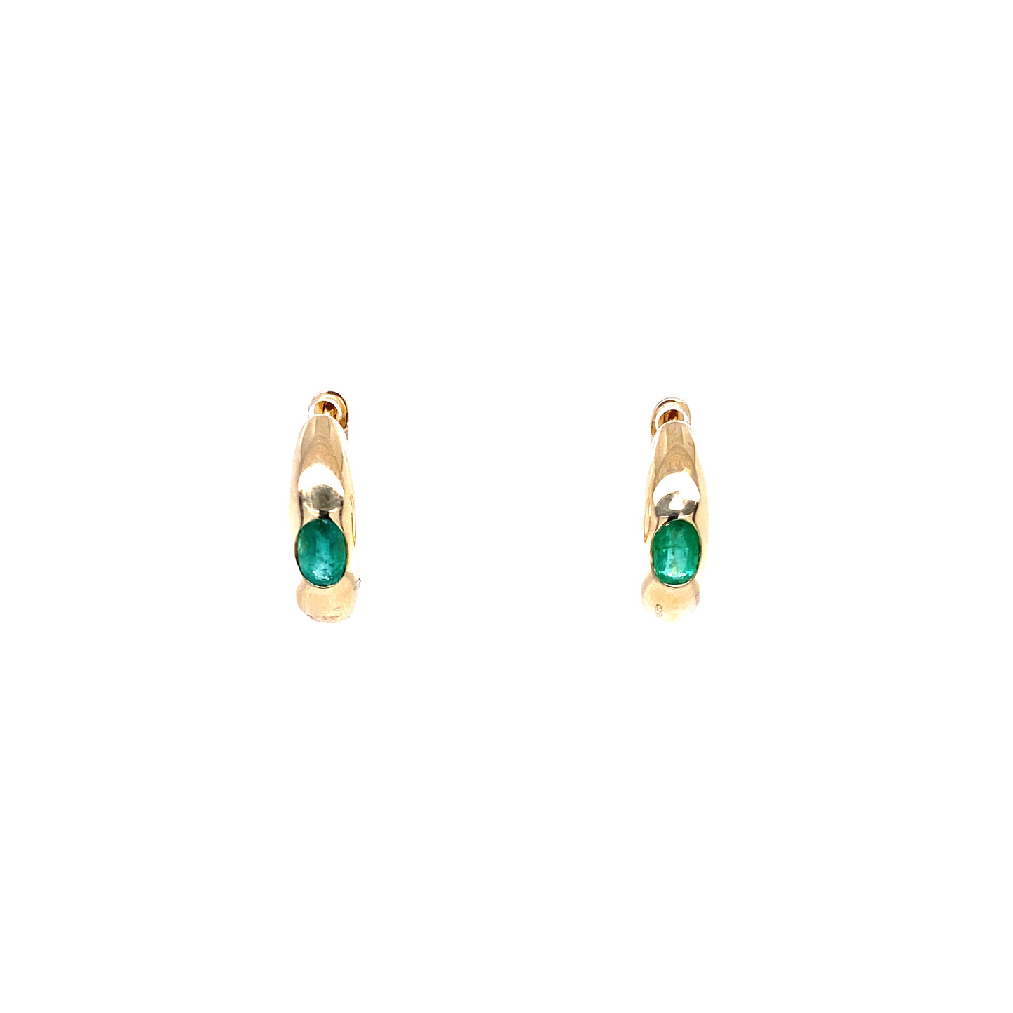 Gold & Emerald Huggie Earrings
