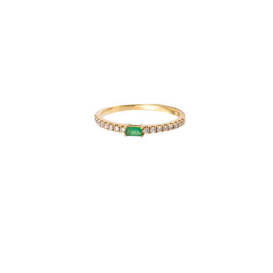 Emerald & Diamond Gold Thin Ring