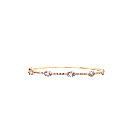 Diamond & Gold Evil Eye Cuff Bracelet