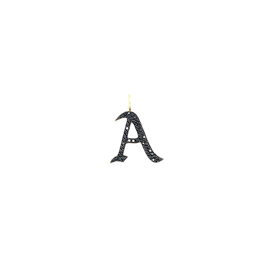Black Diamond & Gold Initial Charm