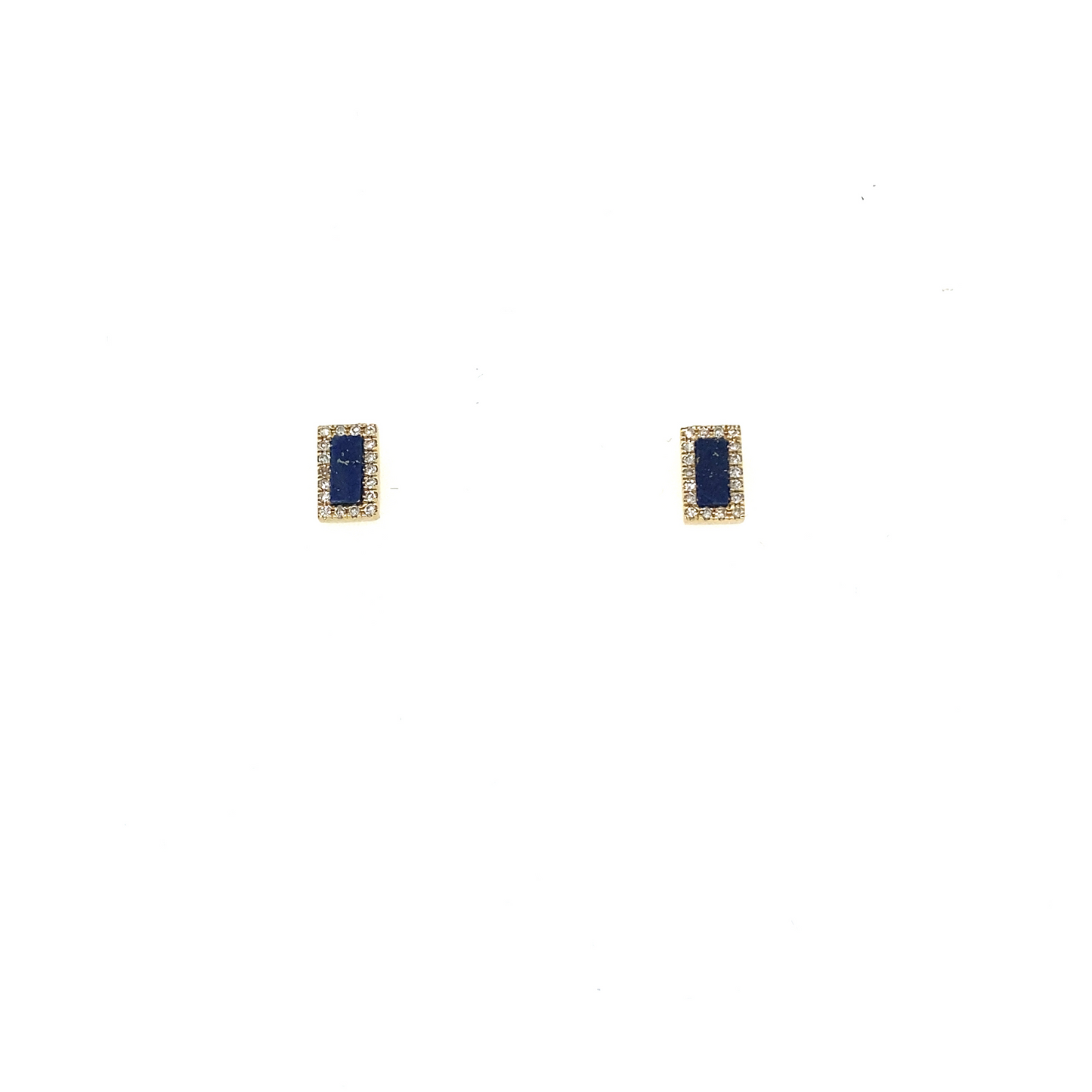 Diamond, Gold & Lapis Lazuli Mini Pave Bar Stud Earrings