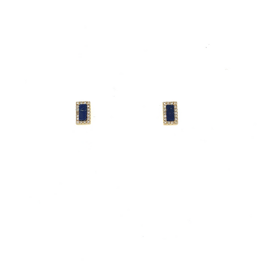 Diamond, Gold & Lapis Lazuli Mini Pave Bar Stud Earrings