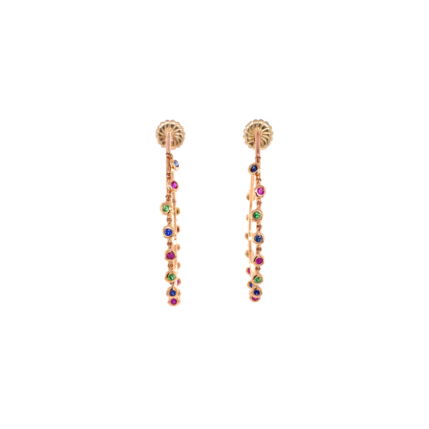 Rose Gold Multi Sapphire Hoops Earrings