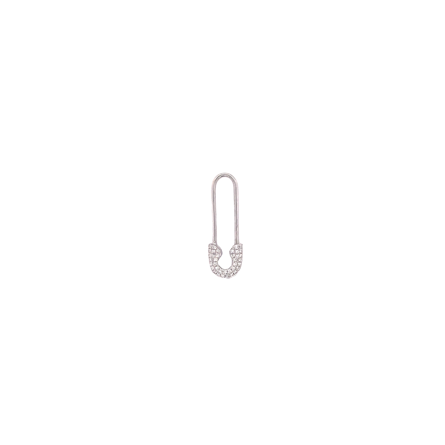 Diamond & White Gold Safety Pin Earring