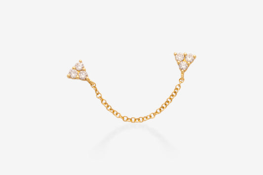 Diamond & Gold Triangle Chain Earring