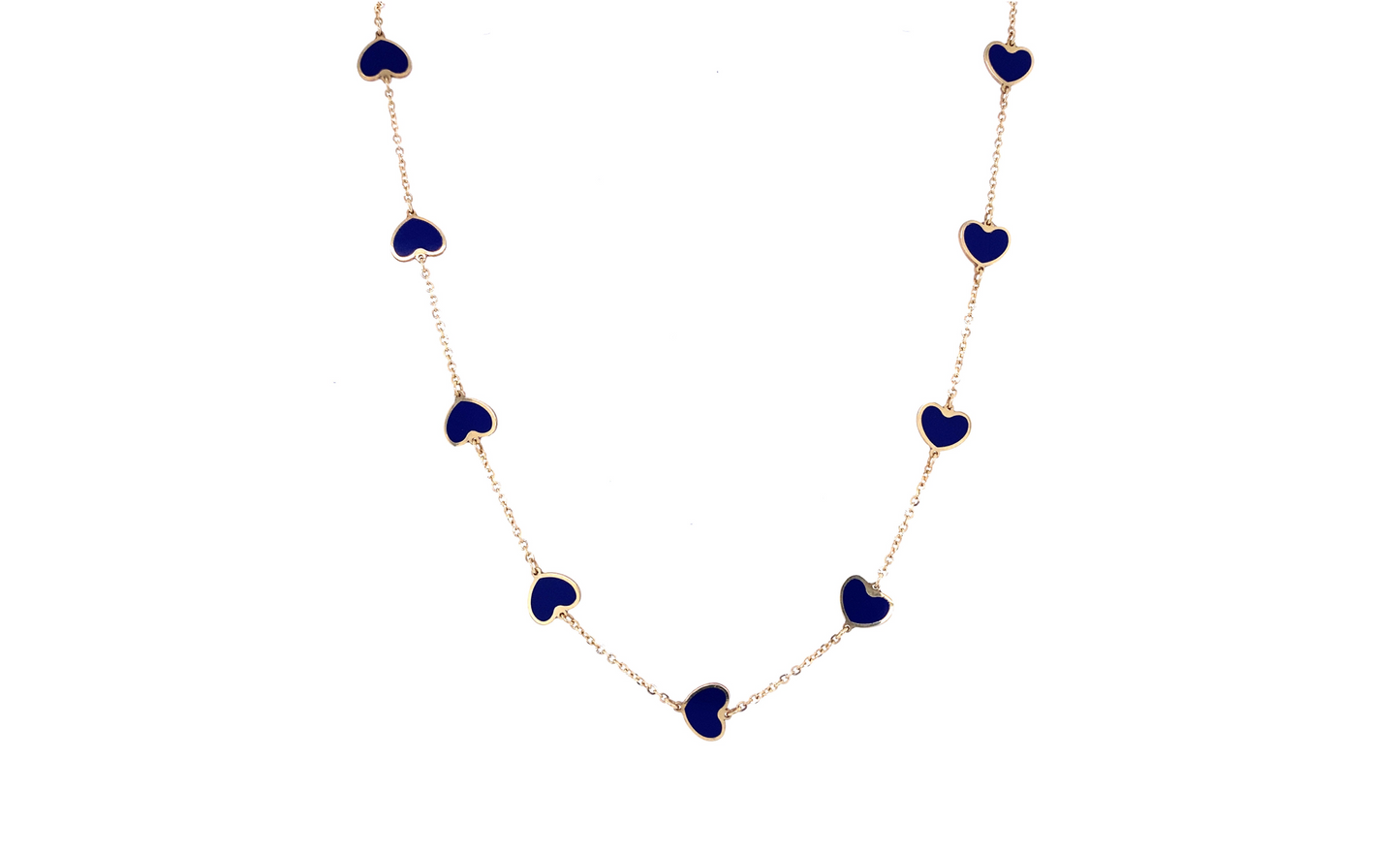 Lapis Lazuli  & Gold Heart Station Necklace