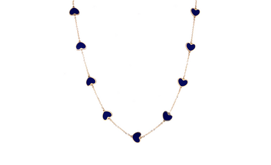 Lapis Lazuli  & Gold Heart Station Necklace