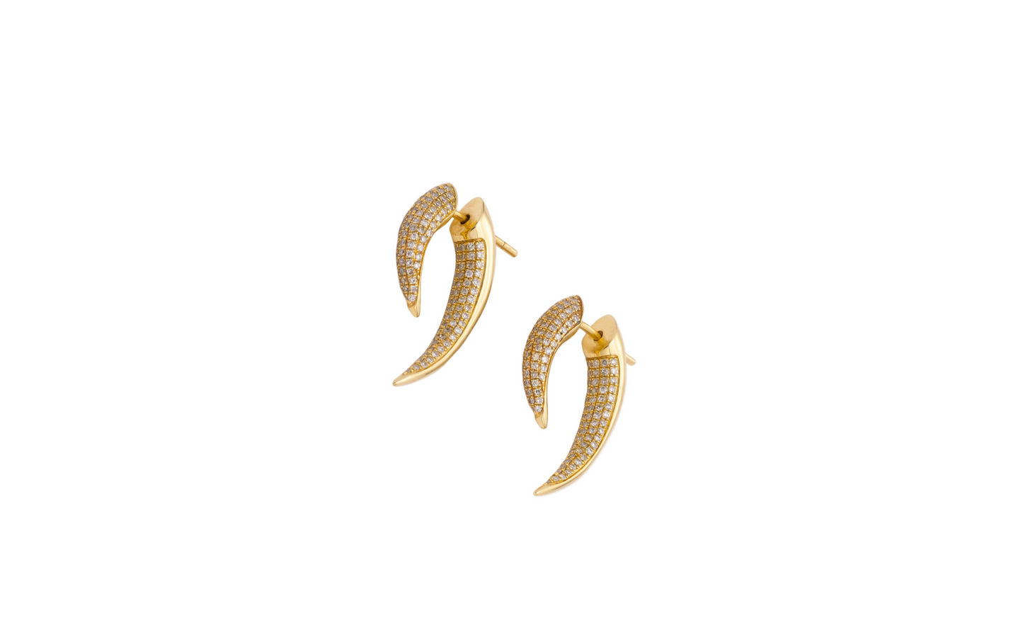 Diamond & Yellow Gold Horn Earrings