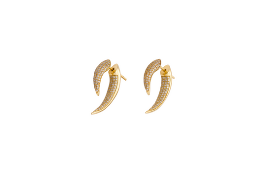 Diamond & Yellow Gold Horn Earrings