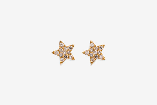 Diamond & Gold Star Stud Earrings