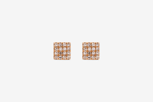 Diamond & Rose Gold Square Pave Earrings