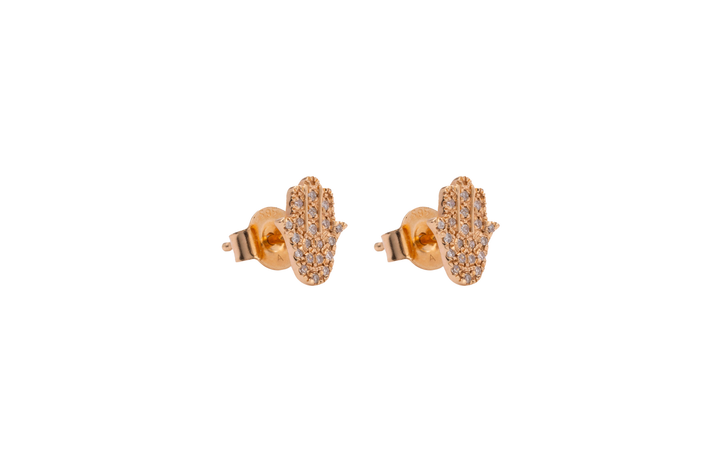 Diamond & Rose Gold Hamsa Stud Earrings