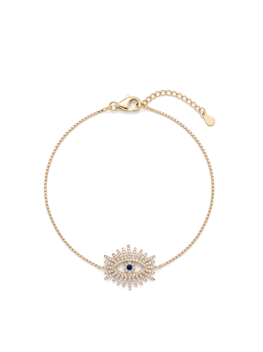 Diamond, Blue Sapphire & Gold Lashes Evil Eye Bracelet