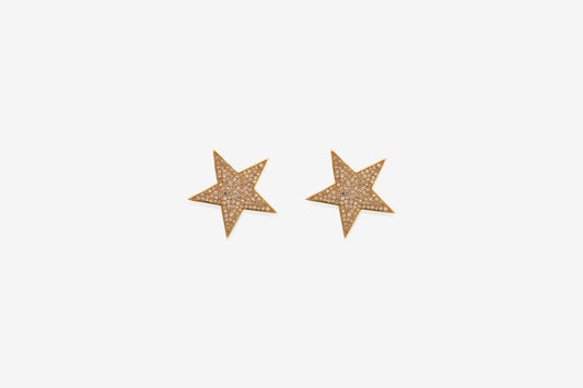 Diamond & Gold Star Stud Earrings