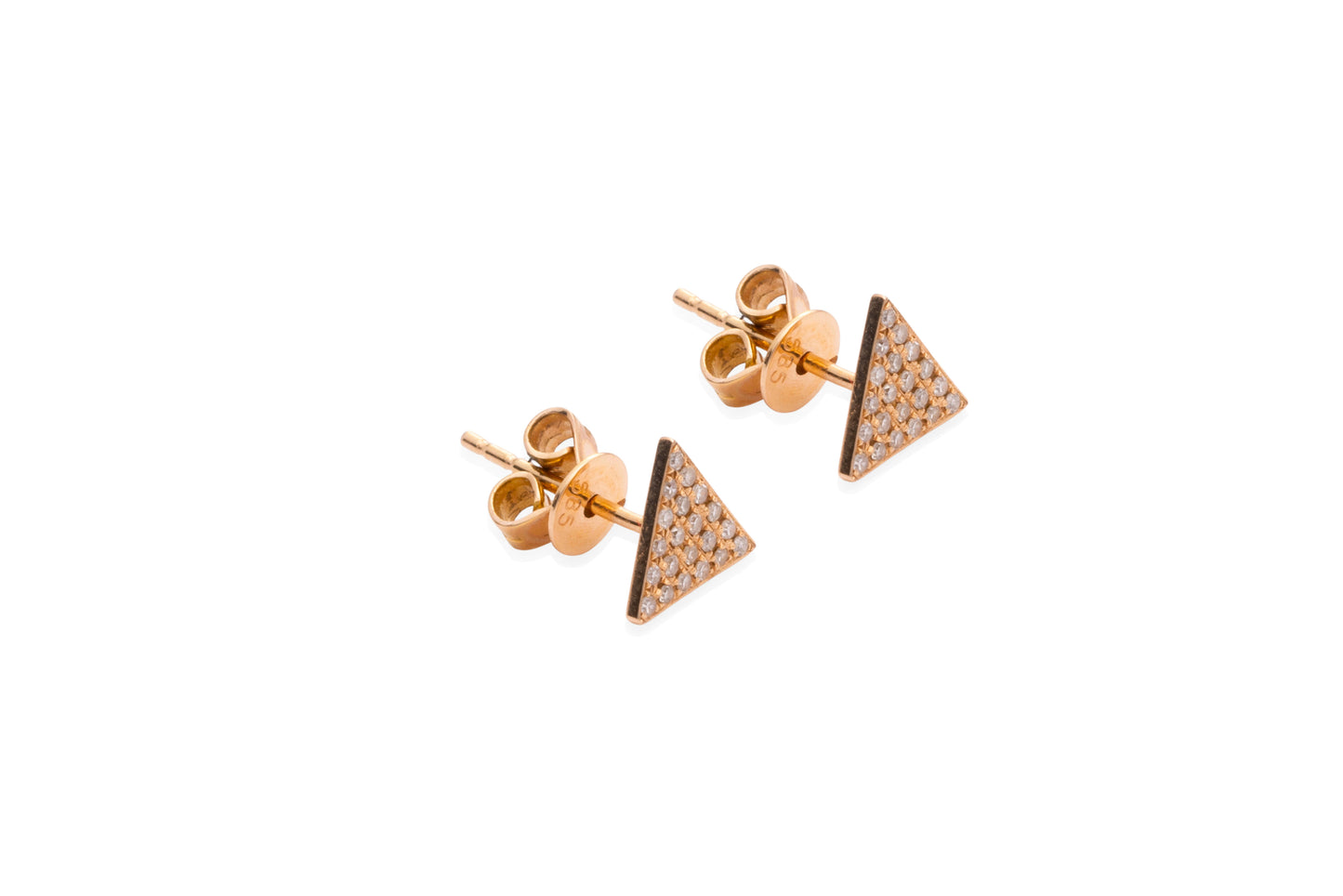 Diamond & Rose Gold Pave Triangle Stud Earrings