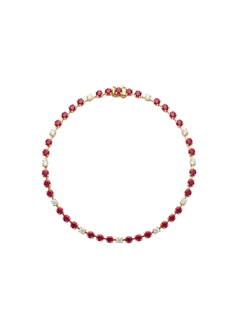 Diamond & Ruby Station Rose Gold Bracelet