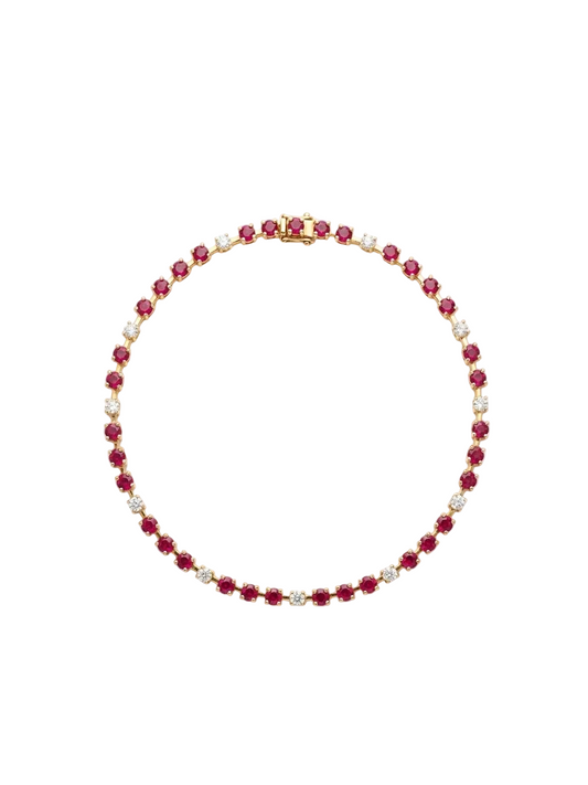 Diamond & Ruby Station Rose Gold Bracelet