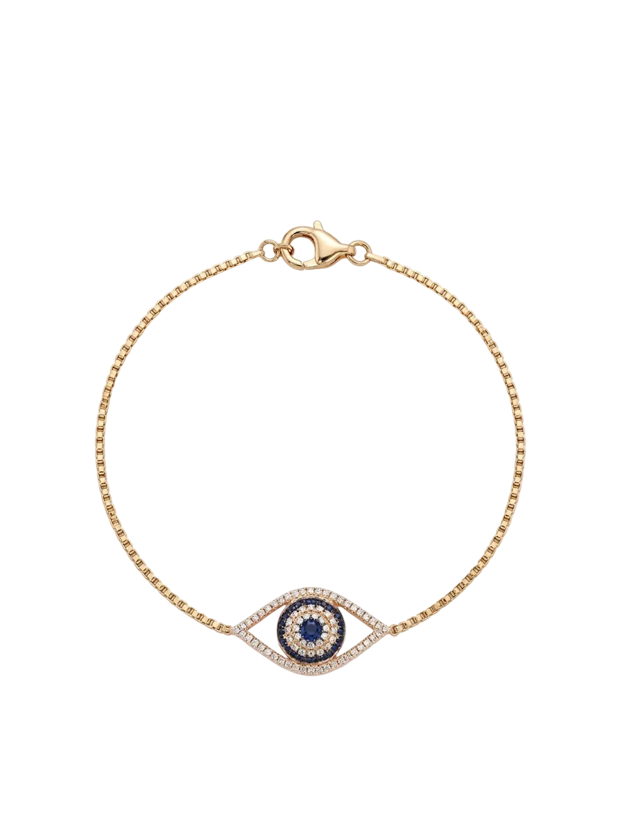 Diamond, Blue Sapphire & Gold Evil Eye Bracelet