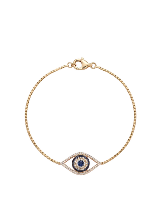 Diamond, Blue Sapphire & Gold Evil Eye Bracelet