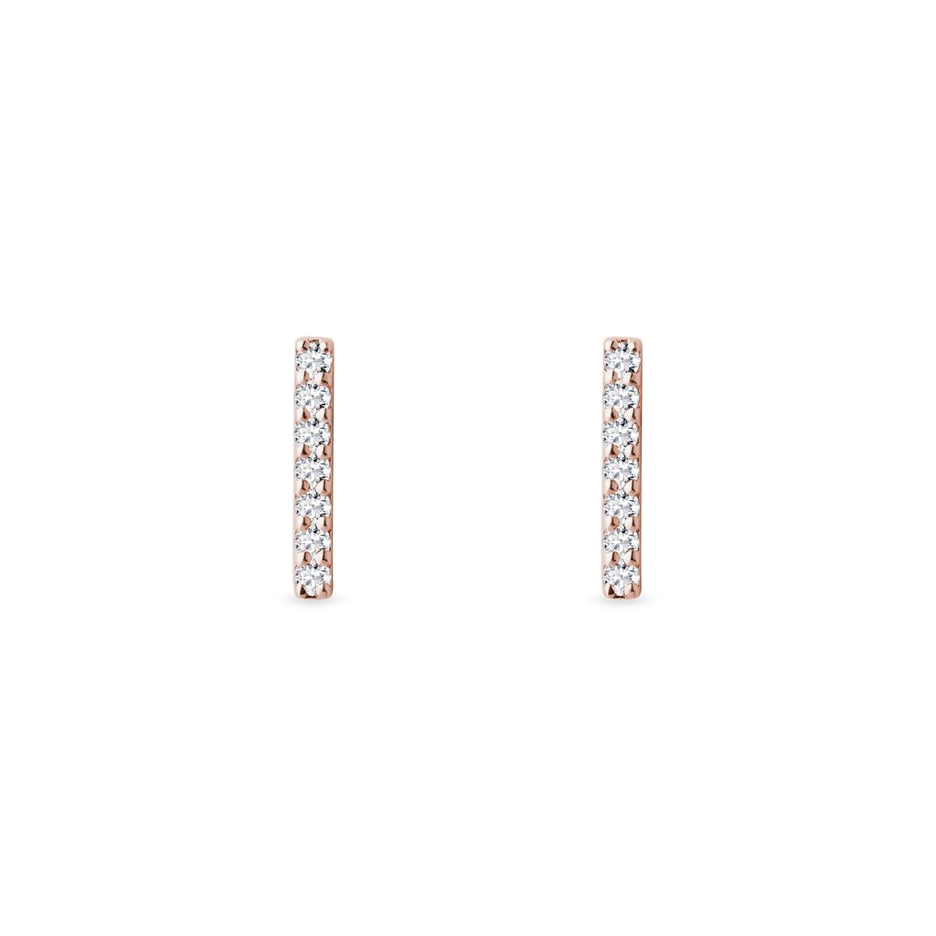 Diamond & Gold Bar Stud Earrings