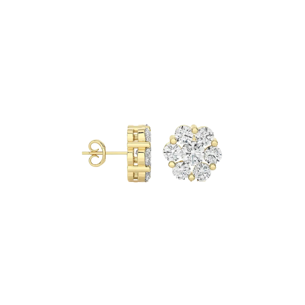 Diamond Blossom Stud Earrings