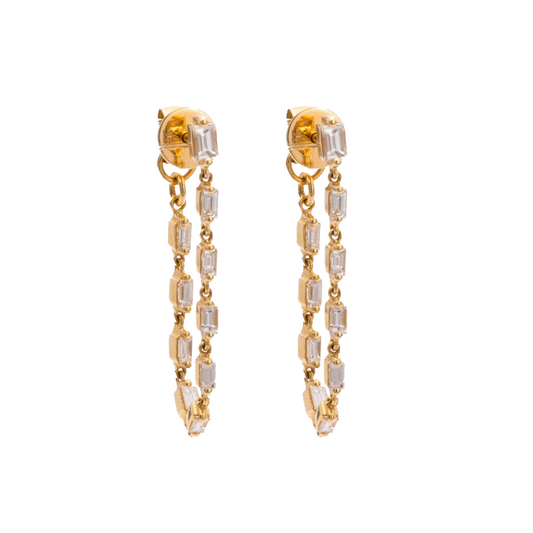 Diamond & Gold Chain Stud Earrings