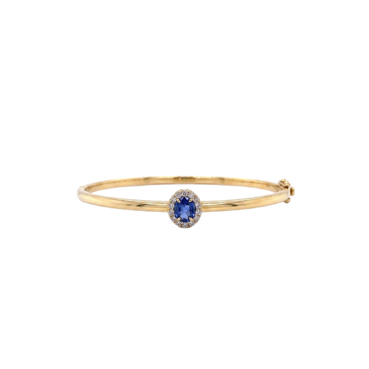 Diamond, Gold & Blue Sapphire Cuff Bracelet