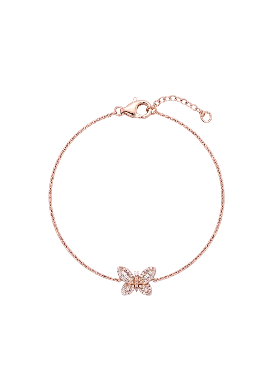Diamond & Rose Gold Butterfly Bracelet