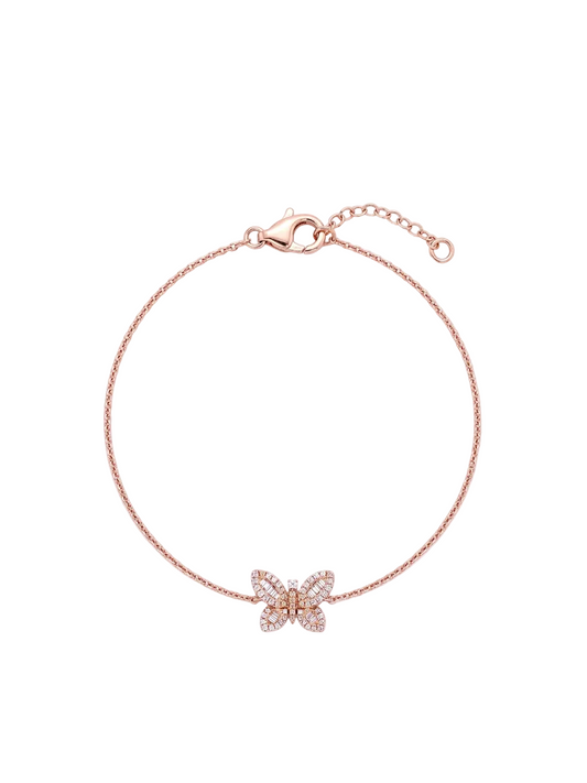 Diamond & Rose Gold Butterfly Bracelet
