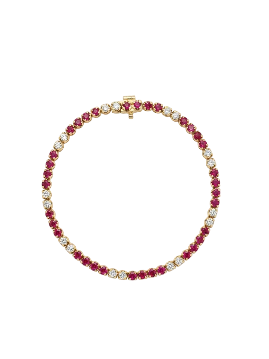 Diamond & Ruby Rose Gold Tennis Bracelet