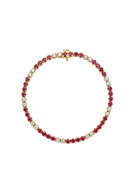Diamond & Ruby Rose Gold Tennis Bracelet