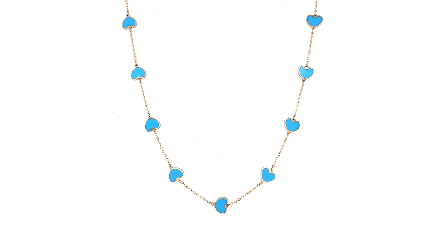 Turquoise & Gold Heart Necklace