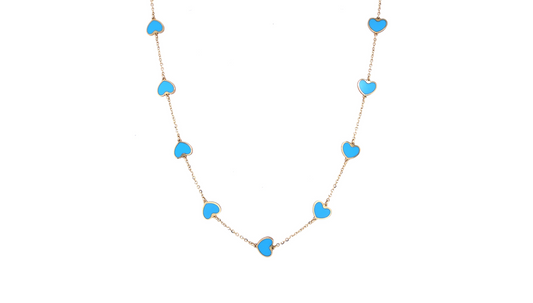 Turquoise & Gold Heart Necklace