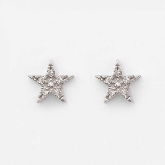 Diamond & White Gold Star Stud Earrings