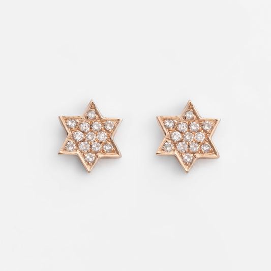 Diamond & Rose Gold Star Of David Stud Earrings