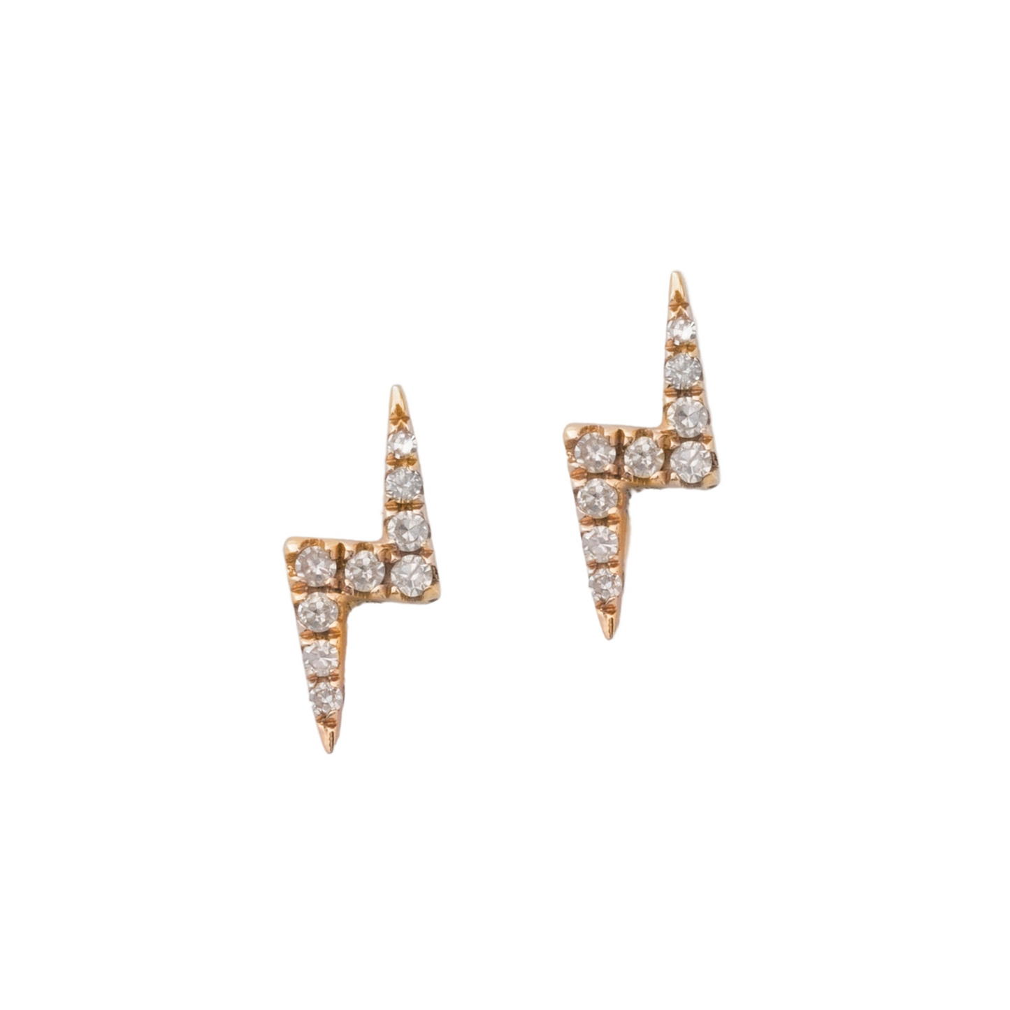 Diamond & Rose Gold Lightning Stud Earrings