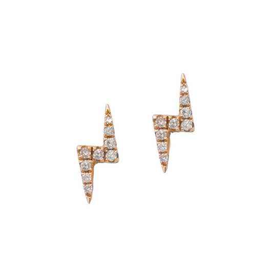 Diamond & Rose Gold Lightning Stud Earrings