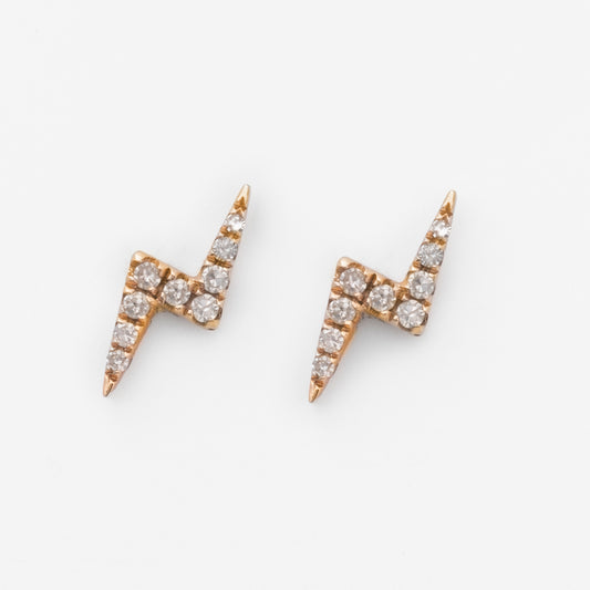 Diamond & Rose Gold Lightning Stud Earrings