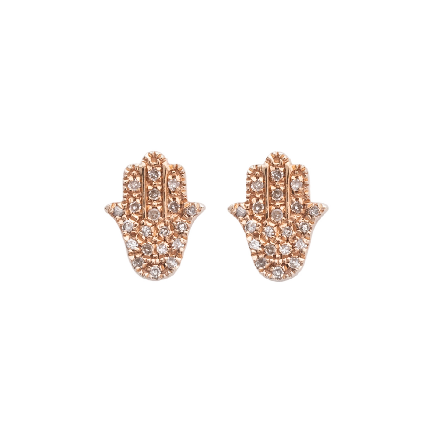 Diamond & Rose Gold Hamsa Stud Earrings
