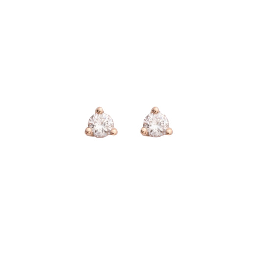 Single Diamond & Rose Gold Stud Earrings