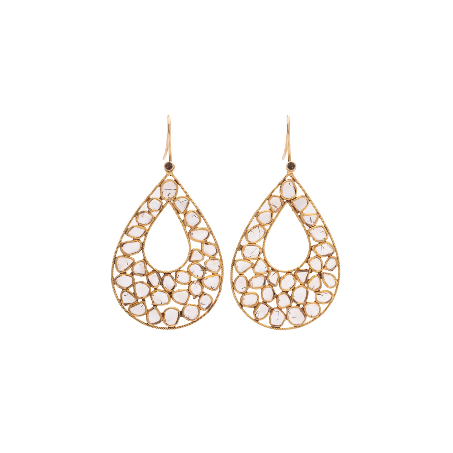 Gold & Diamond Teardrop Earrings