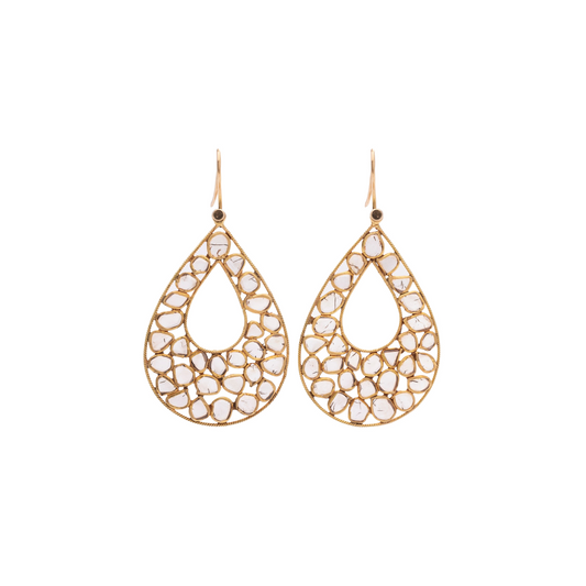 Gold & Diamond Teardrop Earrings